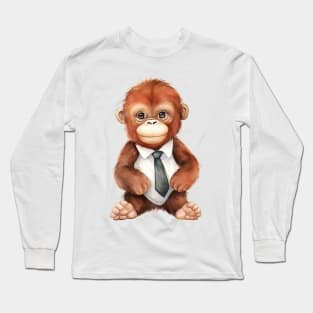 Orangutan Wearing a Tie Long Sleeve T-Shirt